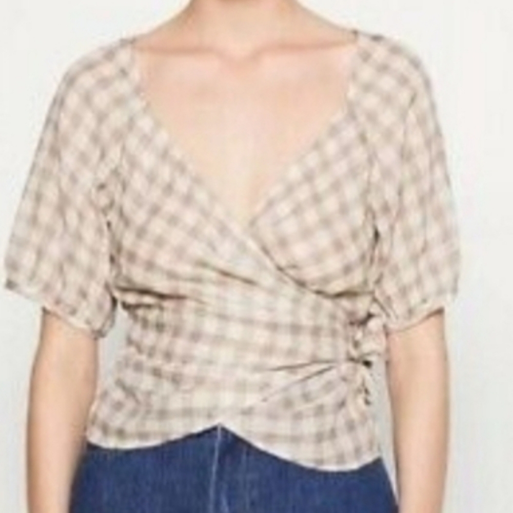 Madewell Plaid Wrap Top - Picture 3 of 7